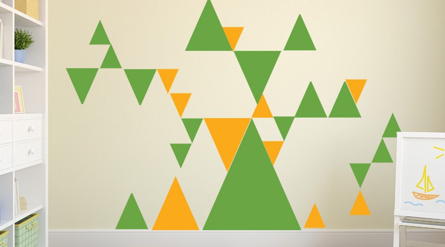 Αυτοκόλλητα Τοίχου - Pattern Ασύμμετρα τρίγωνα Διχρωμία (Σετ)