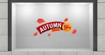 Αυτοκόλλητα Εκπτώσεων & Προσφορών - Αυτοκόλλητο Φθινοπωρινών εκπτώσεων Autumn sale με φύλλα με το δικό σας ποσοστό