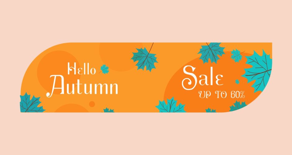 Αυτοκόλλητα Εκπτώσεων & Προσφορών - Αυτοκόλλητο φθινοπωρινών εκπτώσεων Hello Autumn με το δικό σας ποσοστό