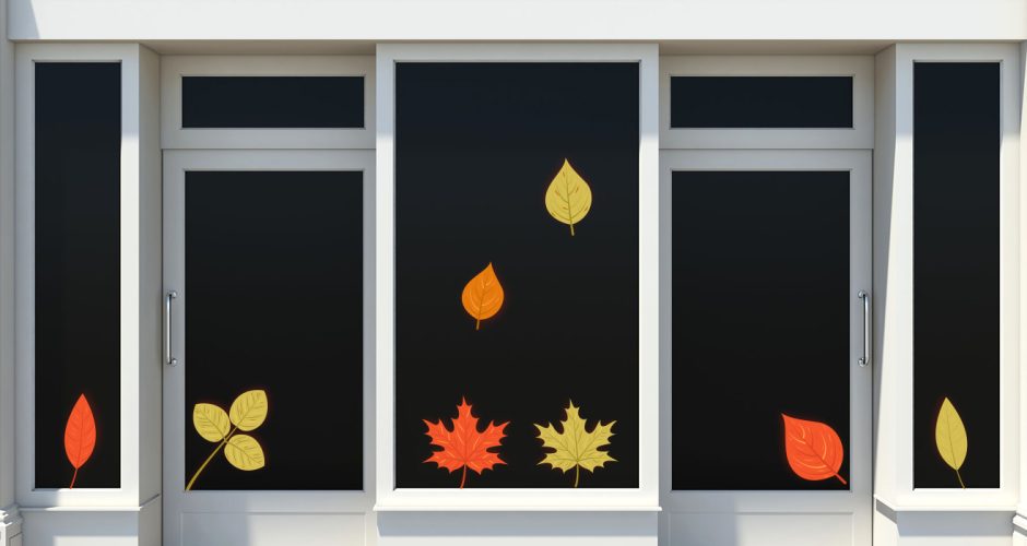 Αυτοκόλλητα Καταστημάτων - Φθινοπωρινή σύνθεση με διάφορα φύλλα