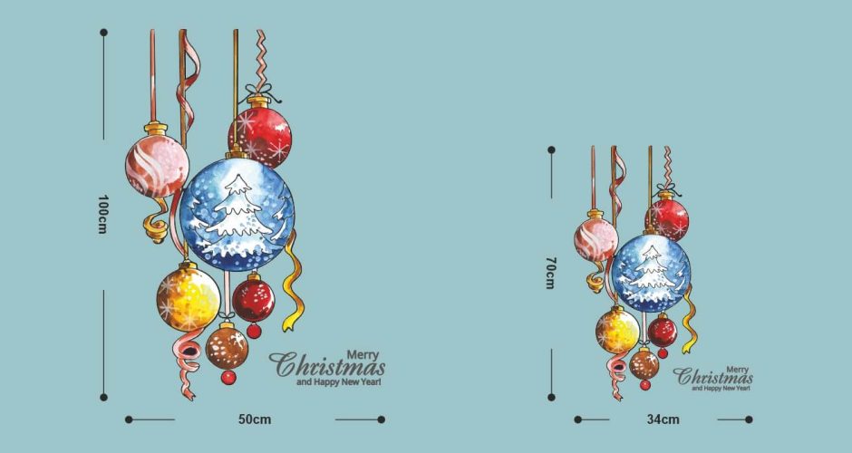 Αυτοκόλλητα Καταστημάτων - Χριστουγεννιάτικο αυτοκόλλητο – Κρεμάστες χριστουγεννιάτικες μπάλες