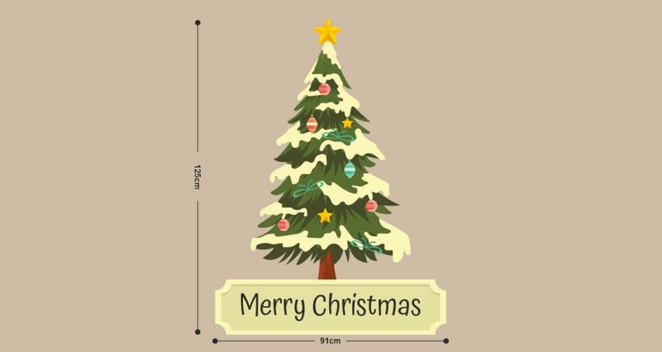 Αυτοκόλλητα Καταστημάτων - Χριστουγεννιάτικο αυτοκόλλητο – Χριστουγεννιάτικo δέντρο με Merry Christmas