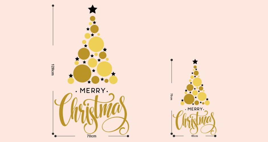 Αυτοκόλλητα Καταστημάτων - Χριστουγεννιάτικο αυτοκόλλητο – Χριστουγεννιάτικο έλατο από κύκλους και αστέρια