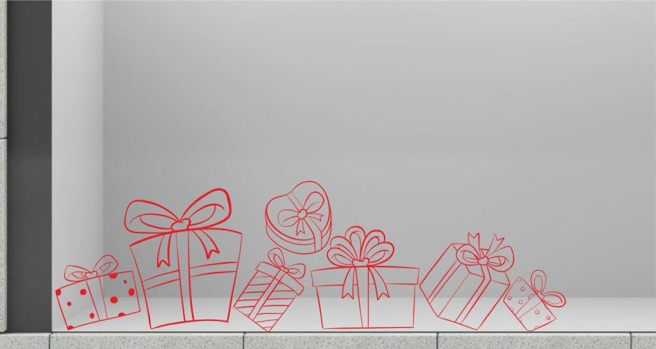 Αυτοκόλλητα Καταστημάτων - Αυτοκόλλητο βιτρίνας με διάφορα χριστουγεννιάτικα δώρα