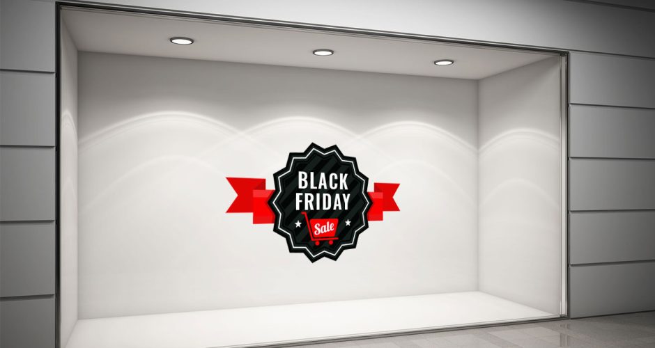 Αυτοκόλλητα Black Friday - Black Friday Sale ετικέτα με κορδέλα