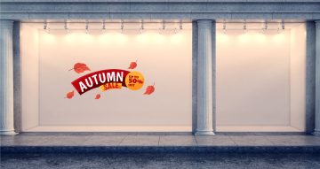 Αυτοκόλλητα Εκπτώσεων & Προσφορών - Αυτοκόλλητο Φθινοπωρινών εκπτώσεων Autumn sale με φύλλα με το δικό σας ποσοστό