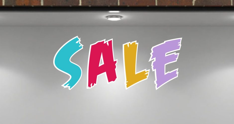 Αυτοκόλλητα Εκπτώσεων & Προσφορών - Αυτοκόλλητο “Sale” χωρίς ποσοστό έκπτωσης με χρωματιστά γράμματα.