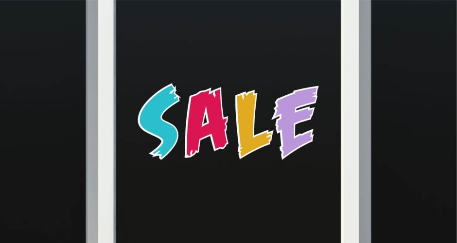 Αυτοκόλλητα Εκπτώσεων & Προσφορών - Αυτοκόλλητο “Sale” χωρίς ποσοστό έκπτωσης με χρωματιστά γράμματα.