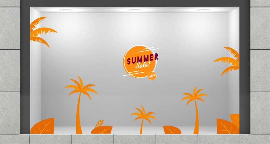 Αυτοκόλλητα Εκπτώσεων & Προσφορών - Summer sales Tropico με δικό σας ποσοστό