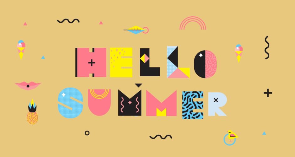 Αυτοκόλλητα Καταστημάτων - Hello Summer - Αυτοκόλλητο Βιτρίνας με έντονα χρώματα