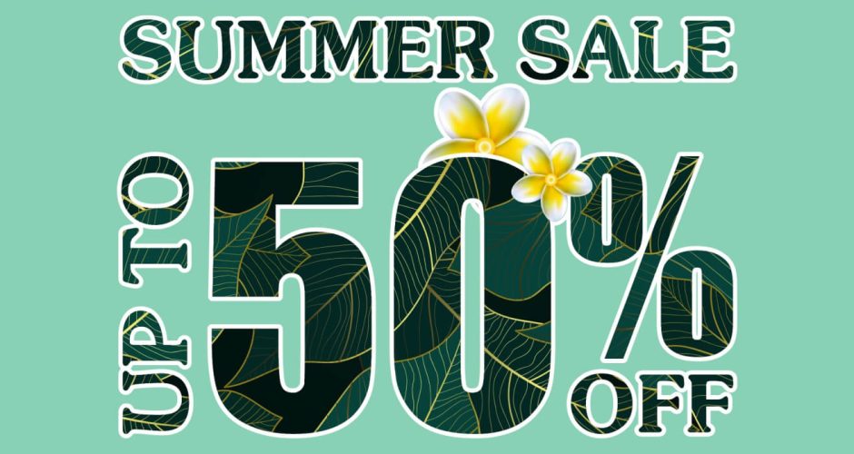 Αυτοκόλλητα Εκπτώσεων & Προσφορών - Summer Sale Up to - Tropical
