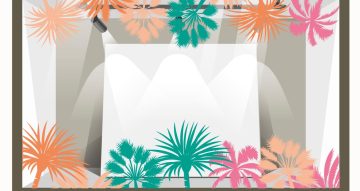Αυτοκόλλητα Καταστημάτων - “Colorful palm trees” καλοκαιρινή διακόσμηση βιτρίνας με πολύχρωμους φοίνικες.