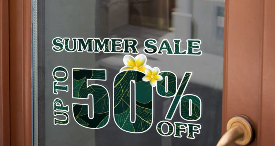 Αυτοκόλλητα Εκπτώσεων & Προσφορών - Summer Sale Up to - Tropical