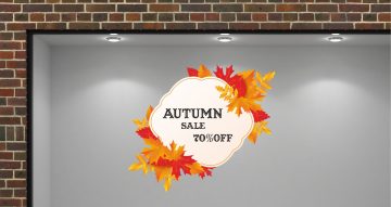 Αυτοκόλλητα Εκπτώσεων & Προσφορών - Autumn sale με φθινοπωρινά φύλλα με το δικό σας ποσοστό