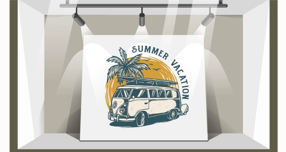 Αυτοκόλλητα Καταστημάτων - Summer vacation με βανάκι