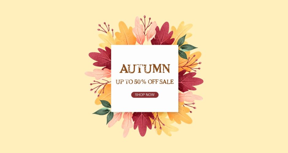Αυτοκόλλητα Εκπτώσεων & Προσφορών - Autumn sale dried foliage με το δικό σας ποσοστό