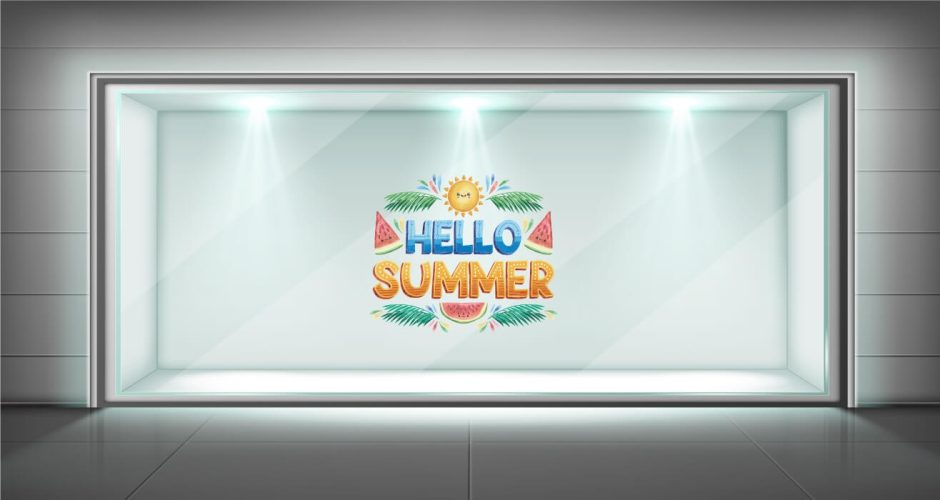 Αυτοκόλλητα Καταστημάτων - Καλοκαιρινή Διακόσμηση Βιτρίνας Hello summer “watermelon”