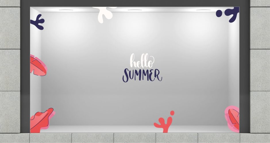 Αυτοκόλλητα Καταστημάτων - Καλοκαιρινή Διακόσμηση Βιτρίνας - Hello summer “βυθός”