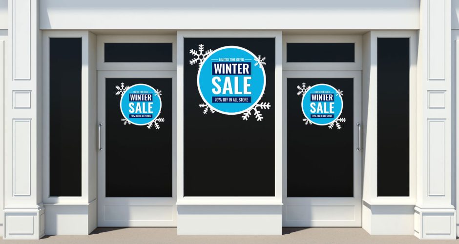 Αυτοκόλλητα Εκπτώσεων & Προσφορών - Κυκλικό πλαίσιο για winter sales for limited time