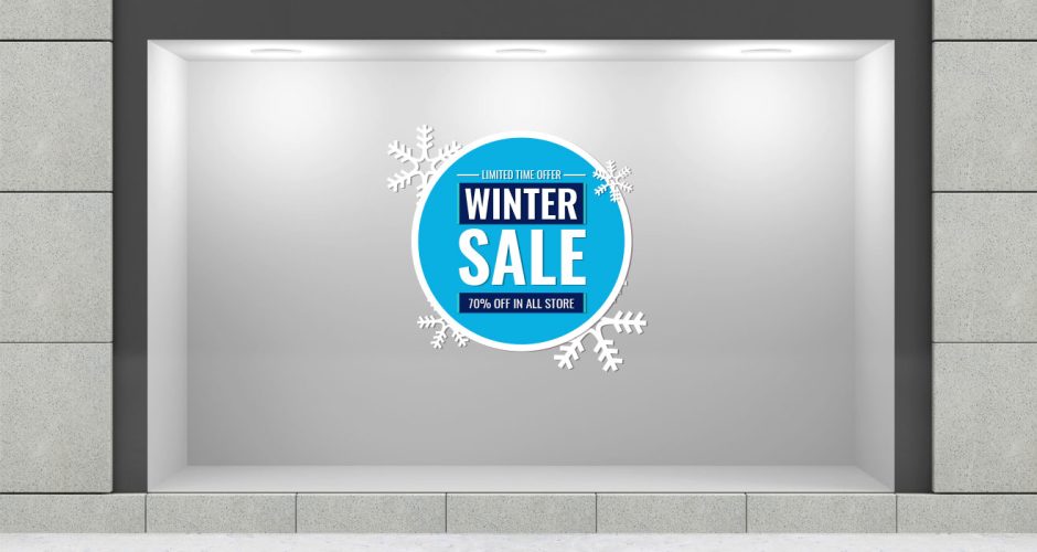Αυτοκόλλητα Εκπτώσεων & Προσφορών - Κυκλικό πλαίσιο για winter sales for limited time