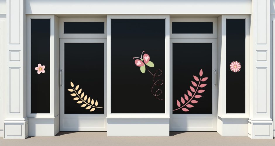 Ανοιξιάτικη Βιτρίνα - Spring Collection - Ανοιξιάτικη/Καλοκαιρινή σύνθεση με πεταλούδα, λουλούδια και φύλλα