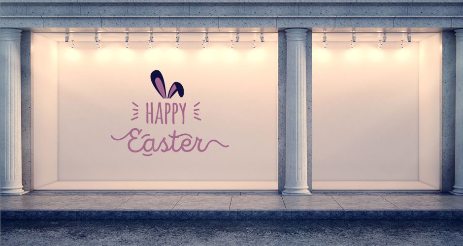 Αυτοκόλλητα για το Πάσχα - Πασχαλινή Βιτρίνα - "Happy Easter" με αυτιά