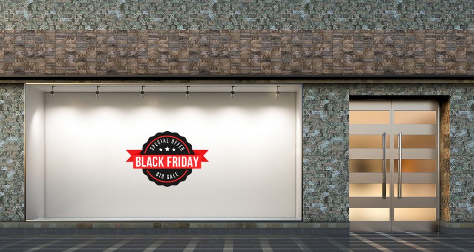 Αυτοκόλλητα Black Friday - Black Friday Προσφορές με κόκκινη κορδέλα
