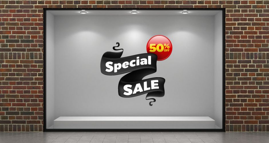 Αυτοκόλλητα Εκπτώσεων & Προσφορών - "Special Sale" σε μαύρη κορδέλα