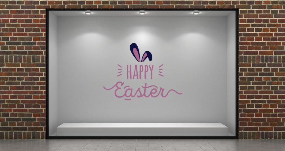 Αυτοκόλλητα για το Πάσχα - Πασχαλινή Βιτρίνα - "Happy Easter" με αυτιά