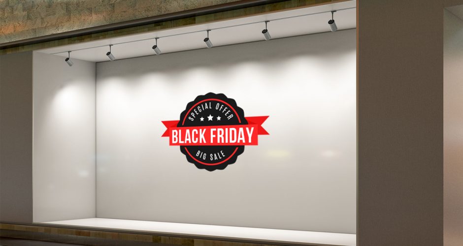 Αυτοκόλλητα Black Friday - Black Friday Προσφορές με κόκκινη κορδέλα