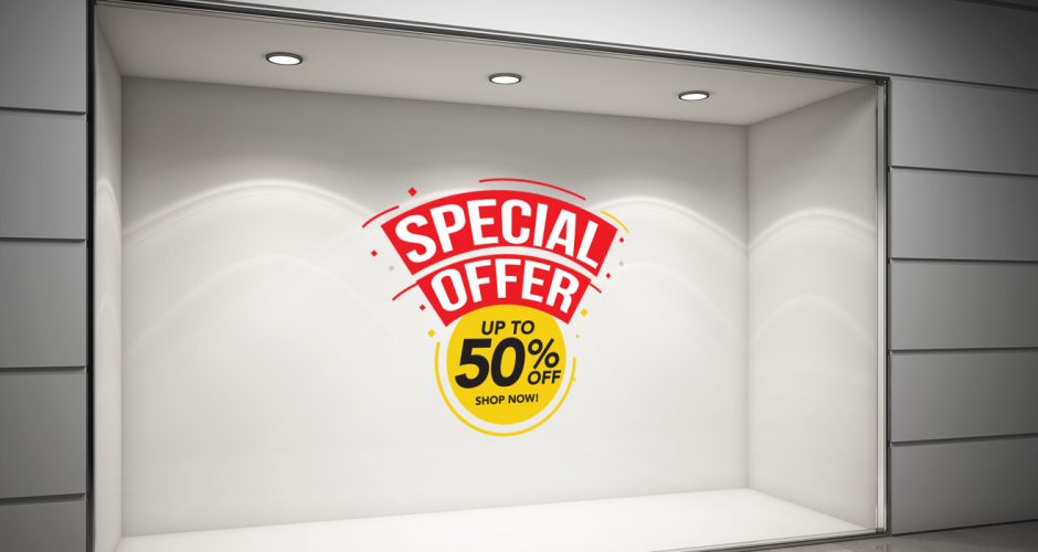 Αυτοκόλλητα Εκπτώσεων & Προσφορών - Αυτοκόλλητο "Special Offer" κίτρινο-κόκκινο μισή τιμή