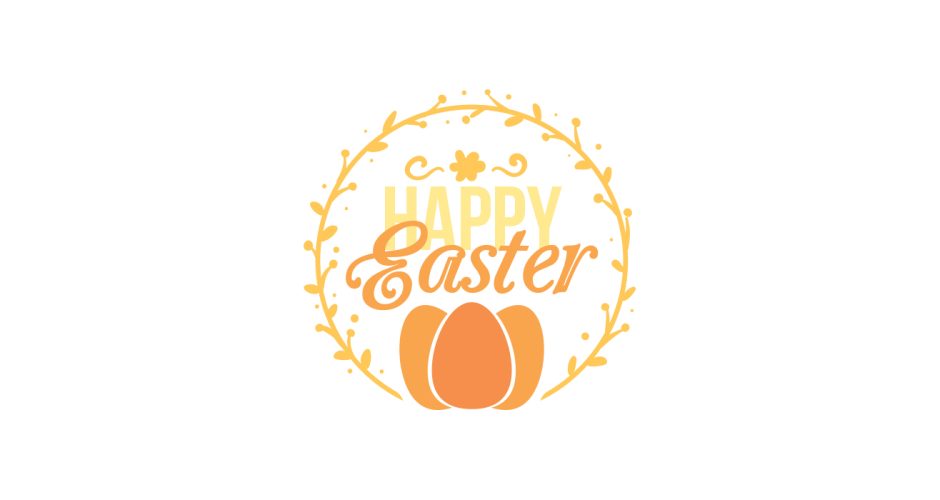 Αυτοκόλλητα για το Πάσχα - Πασχαλινή Βιτρίνα - "Happy Easter" σε κύκλο με αυγά