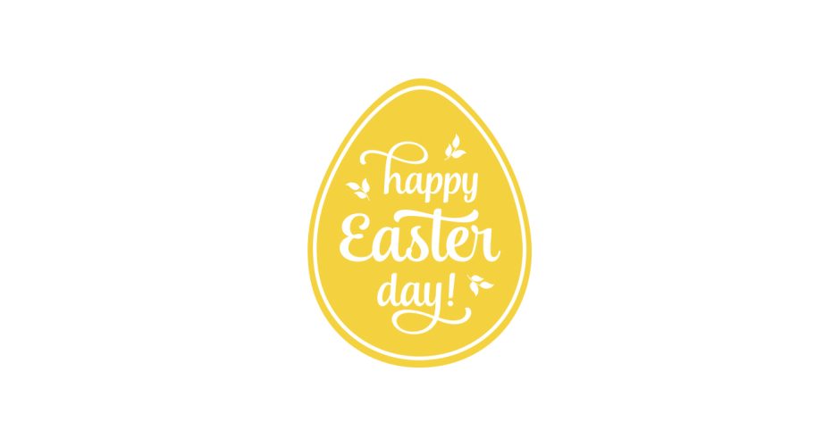 Αυτοκόλλητα για το Πάσχα - Πασχαλινή Βιτρίνα - "Happy Easter Day" μέσα σε κίτρινο πασχαλινό αυγό
