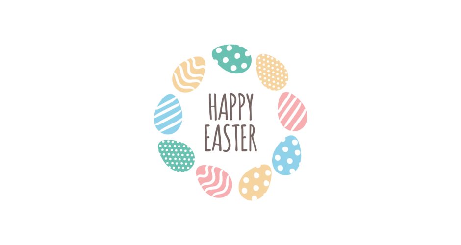 Αυτοκόλλητα για το Πάσχα - Πασχαλινή Βιτρίνα - "Happy Easter" με πασχαλινά αυγά σε σχήμα κύκλο