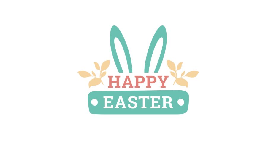 Αυτοκόλλητα για το Πάσχα - Πασχαλινή Βιτρίνα - "Happy Easter" με αυτιά λαγού και κορδέλα