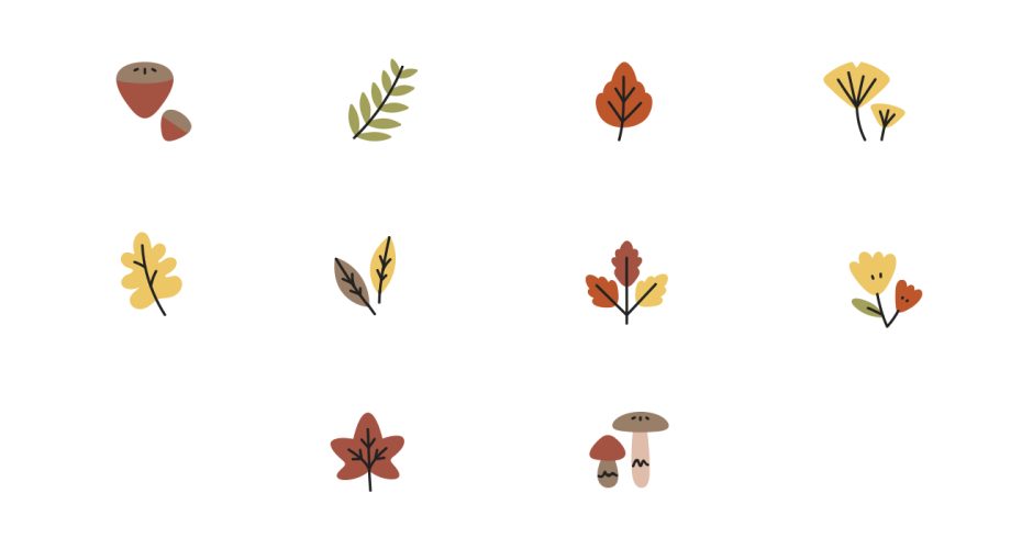 Αυτοκόλλητα Καταστημάτων - Σύνθεση από διάφορα φθινοπωρινά φύλλα
