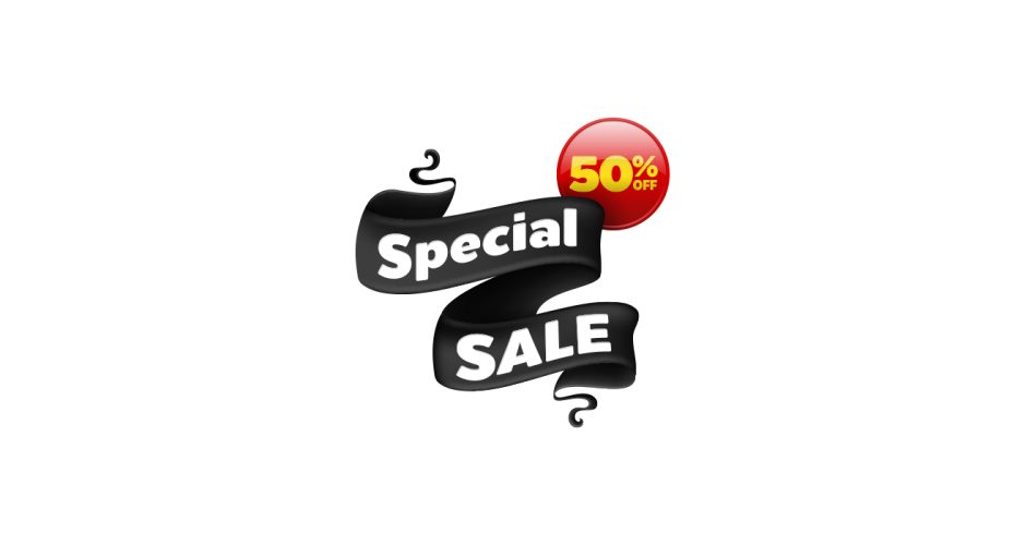 Αυτοκόλλητα Εκπτώσεων & Προσφορών - "Special Sale" σε μαύρη κορδέλα