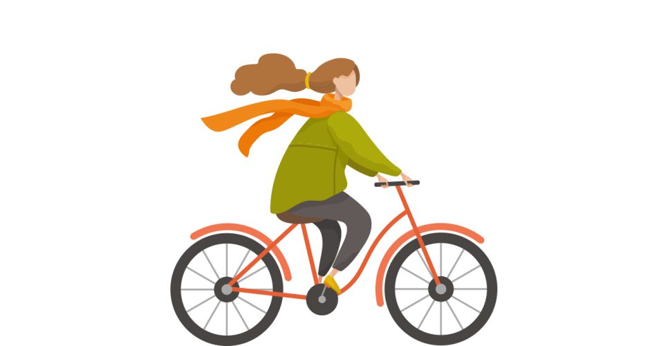 Αυτοκόλλητα Καταστημάτων - Γυναίκα που κάνει ποδήλατο