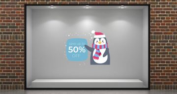 Αυτοκόλλητα Εκπτώσεων & Προσφορών - Winter sales με πιγκουίνο
