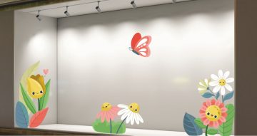 Ανοιξιάτικη Βιτρίνα - Spring Collection - Ανοιξιάτικη διακόσμηση βιτρίνας με λουλούδια και πεταλούδα