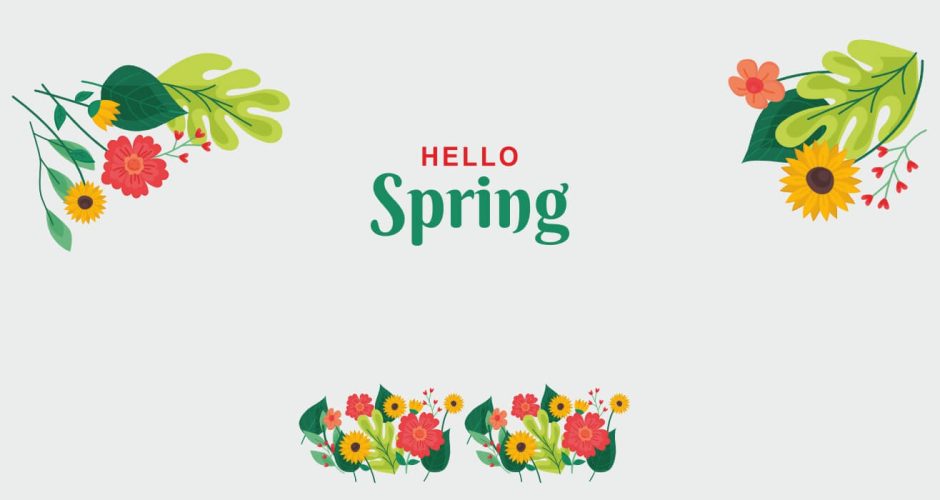 Ανοιξιάτικη Βιτρίνα - Spring Collection - Ανοιξιάτικη διακόσμηση βιτρίνας HELLO Spring με λουλούδια και φύλλα