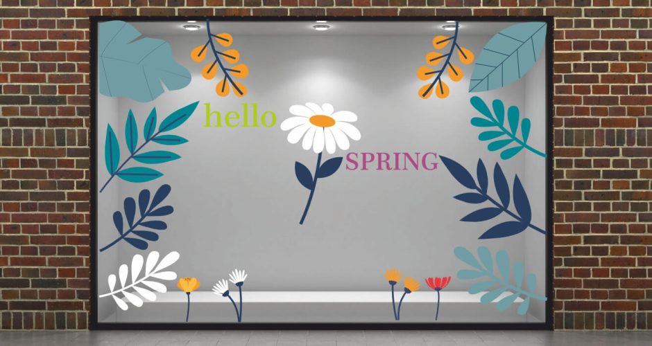 Ανοιξιάτικη Βιτρίνα - Spring Collection - Ανοιξιάτικη σύνθεση ‘hello SPRING’ με λουλούδια και φύλλα