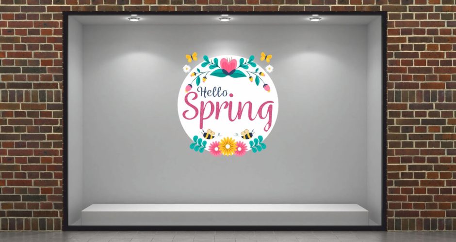 Ανοιξιάτικη Βιτρίνα - Spring Collection - Ανοιξιάτικη διακόσμηση βιτρίνας Hello Spring σε κύκλο