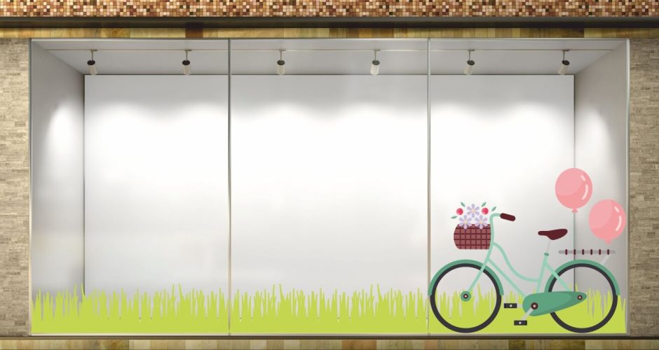 Ανοιξιάτικη Βιτρίνα - Spring Collection - Ανοιξιάτικη διακόσμηση βιτρίνας ποδήλατο με γρασίδι